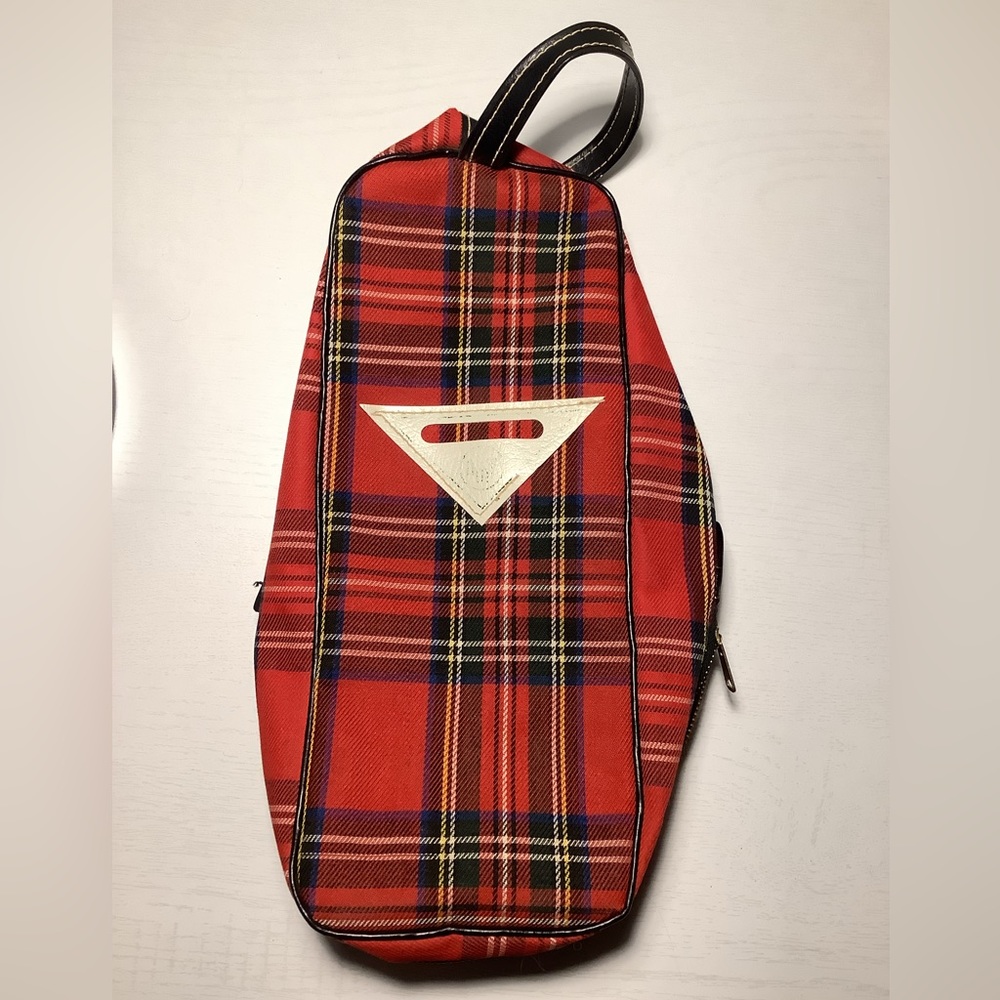Vintage 1960s Red Plaid AMF Bowling Shoe Bag
